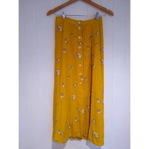 Gap yellow floral button up skirt size 00